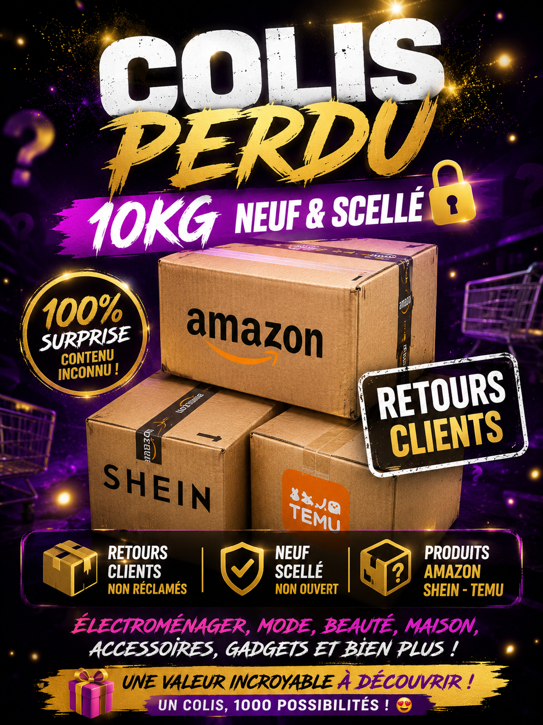 đ COLIS PERDUS 10 KG â NEUFS & SCELLĂS đŠLIVRAISON OFFERTE