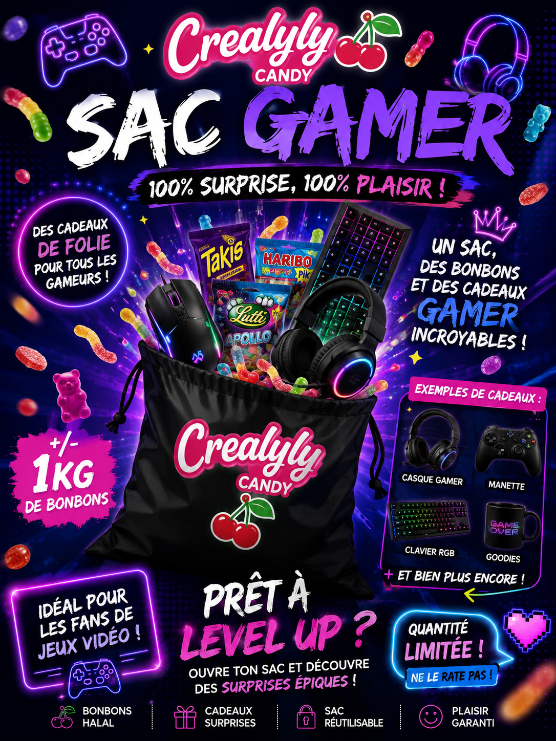 🎮 Sac XXL Gamer – 100 % Surprise ! 🎮