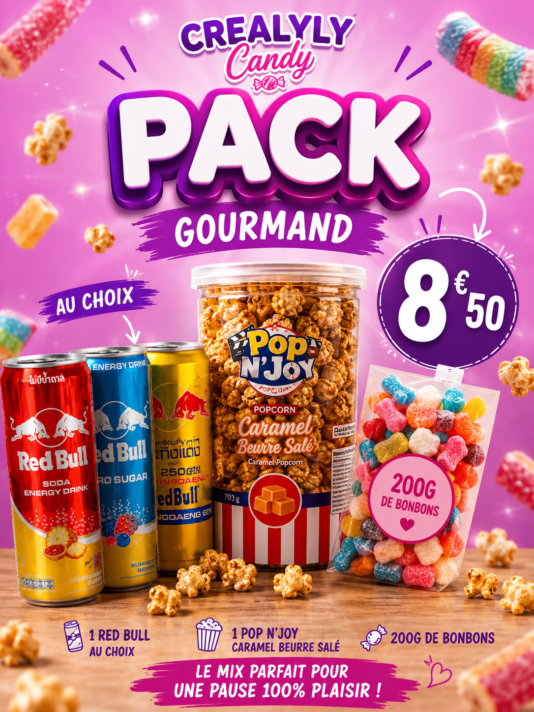 🥤🍿 PACK GOURMAND À SEULEMENT 8,50 € ! 🍬✨