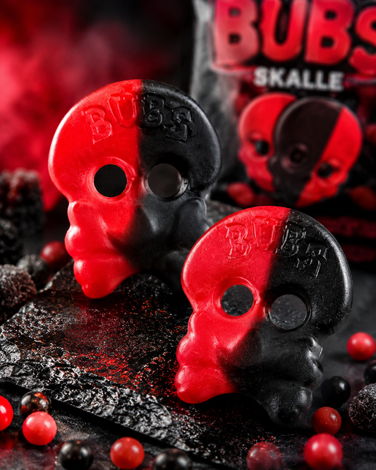 💀 BUBS Skull – Réglisse & Framboise 🖤❤️